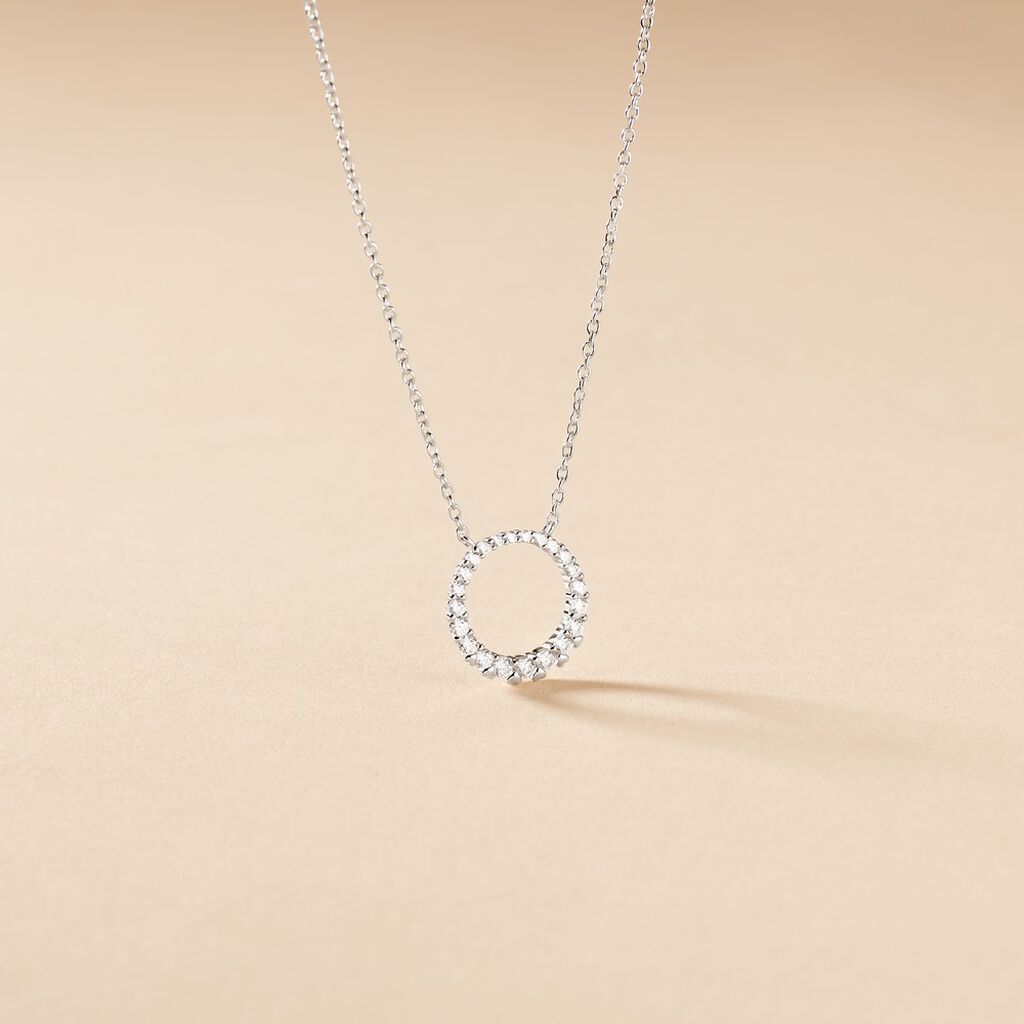 Collier Ela&iuml;s Argent Blanc Oxyde De Zirconium - Colliers fantaisie Femme | Histoire d&rsquo;Or