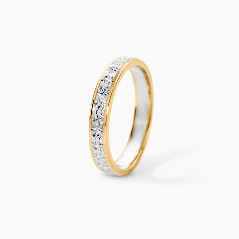 Alliance Grain De Folie Diamantee Ruban Plat Or Bicolore - Alliances Unisex | Histoire d&rsquo;Or