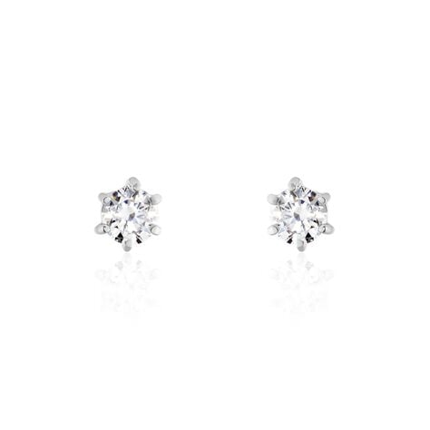 Boucles D'oreilles Puces Petrine Argent Blanc Oxyde De Zirconium - Boucles d'oreilles fantaisie Femme | Histoire d’Or
