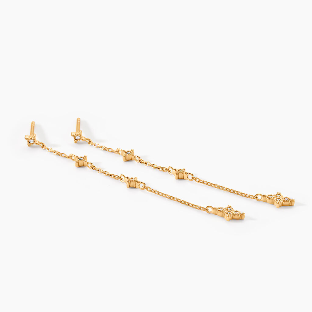 Boucles D'oreilles Pendantes Ziha Plaqu&eacute; Or Jaune Oxyde De Zirconium - Boucles d'oreilles fantaisie Femme | Histoire d&rsquo;Or