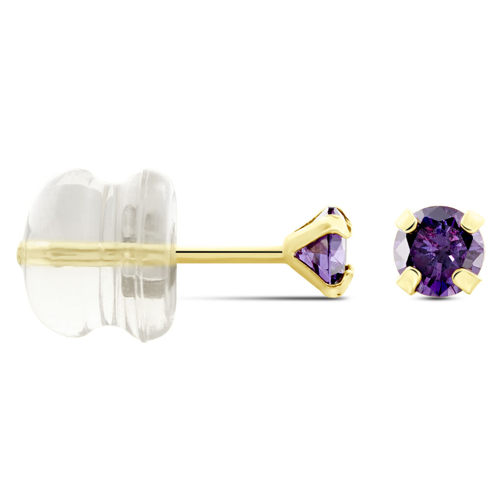 Boucles D'oreilles Puces Or Jaune Oxyde De Zirconium - Clous d'oreilles Femme | Histoire d&rsquo;Or