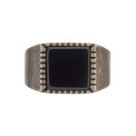 Bague Chevali&egrave;re Acier Vieillit Haris Agate - Bagues solitaires Homme | Histoire d&rsquo;Or