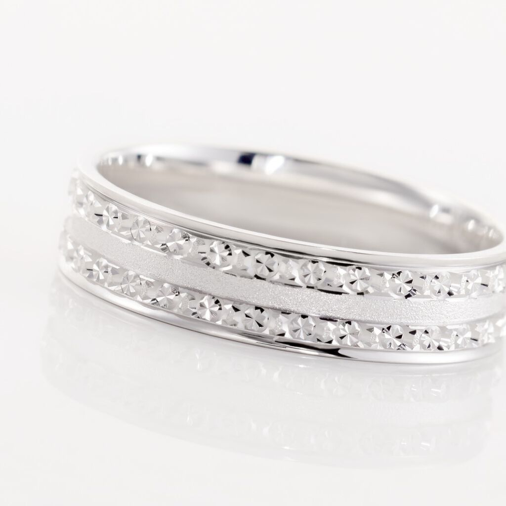 Alliance Satine Diamantee Ruban Plat Or Blanc - Alliances Femme | Histoire d’Or