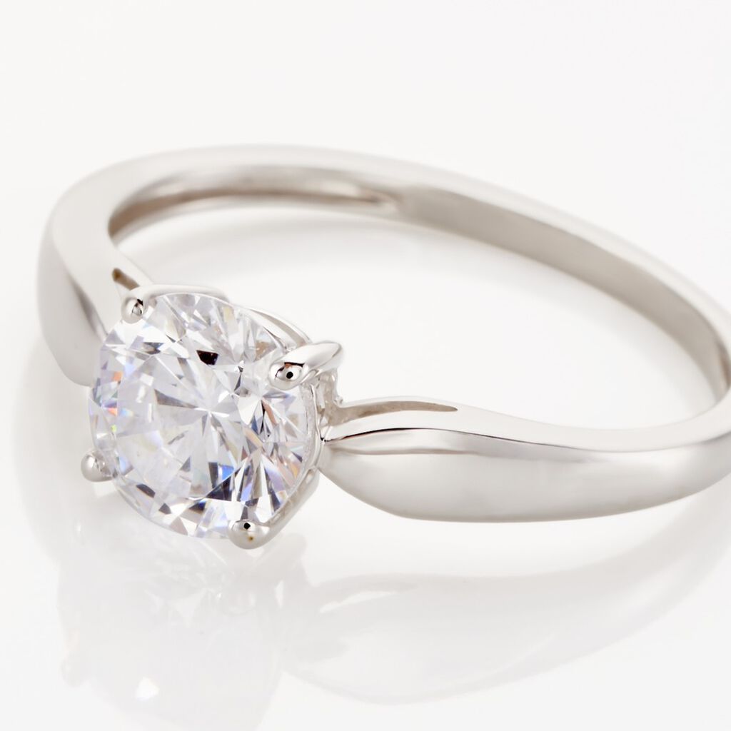 Bague Solitaire Or Blanc Caharus Oxyde De Zirconium - Bagues solitaires Femme | Histoire d’Or