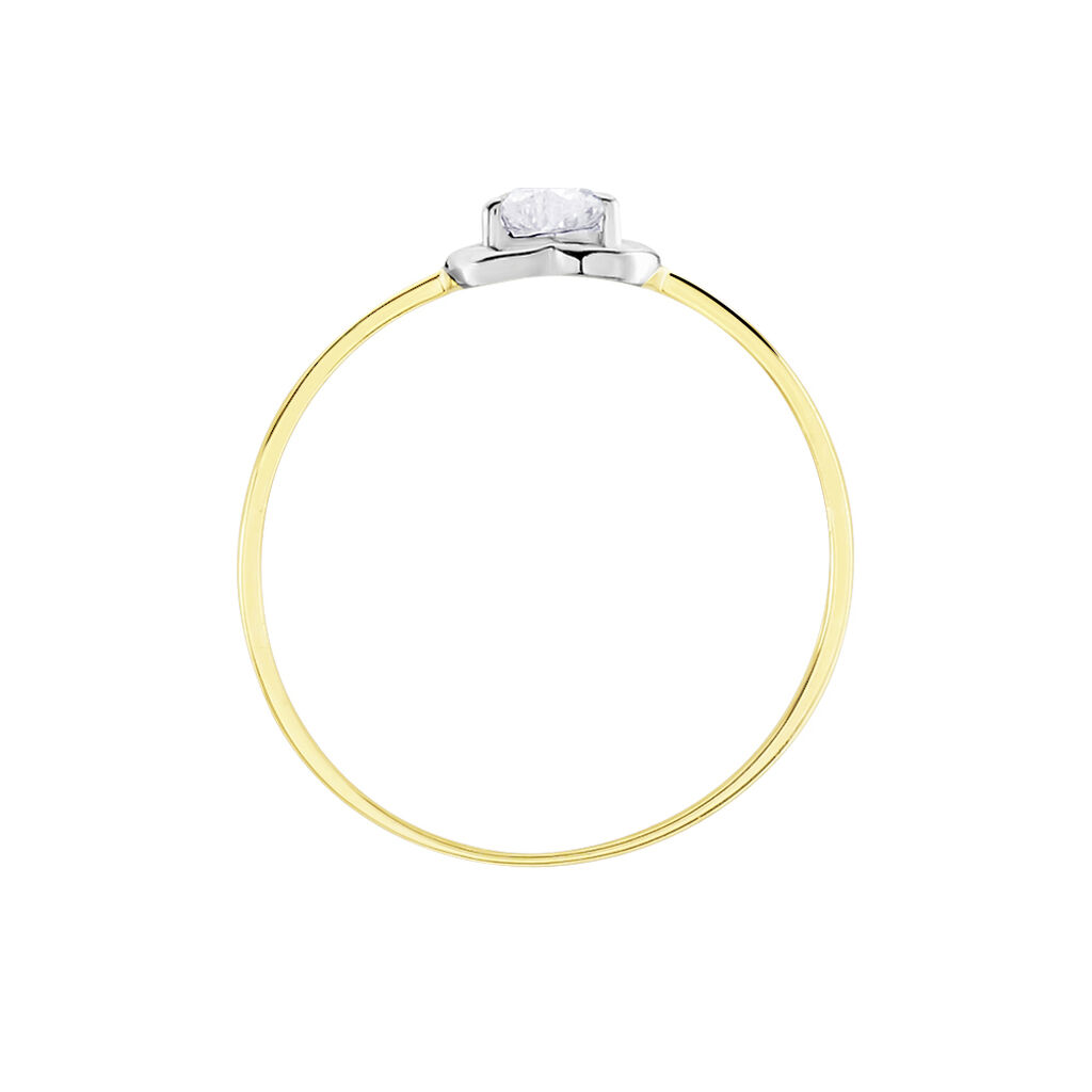 Bague Or Bicolore Goulvena Oxyde De Zirconium - Bagues solitaires Femme | Histoire d’Or