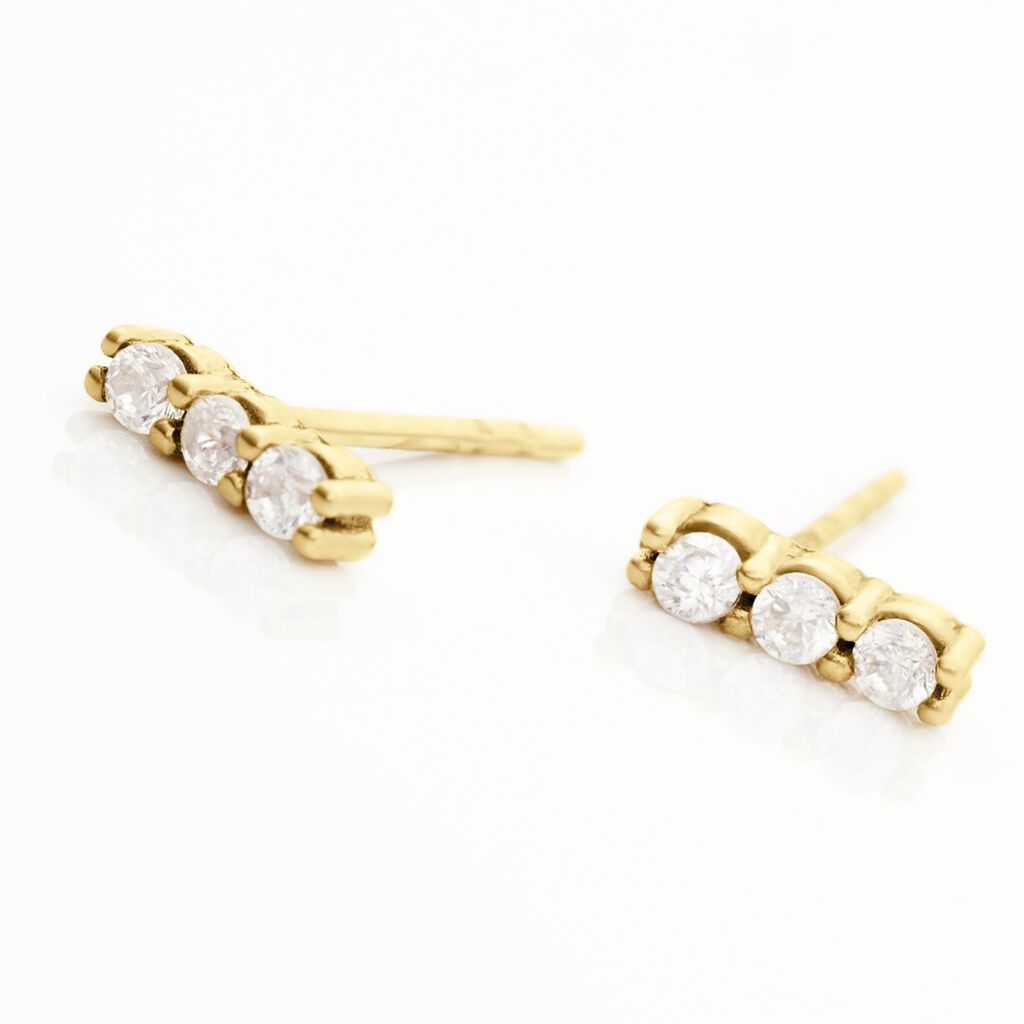Boucles D'oreilles Puces Youssa Barrettes Or Jaune Oxyde De Zirconium - Clous d'oreilles Femme | Histoire d’Or