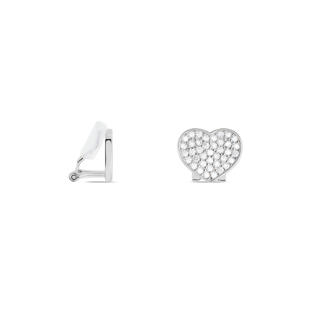 Boucles D'oreilles Puces Darwin Argent Blanc Oxyde - Boucles d'Oreilles Coeur Femme | Histoire d’Or