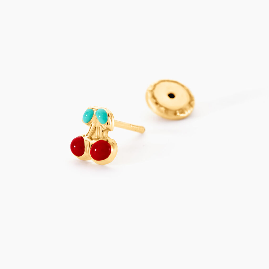 Boucles D'oreilles Puces Or Jaune Helicie Email - Clous d'oreilles Enfant | Histoire d&rsquo;Or