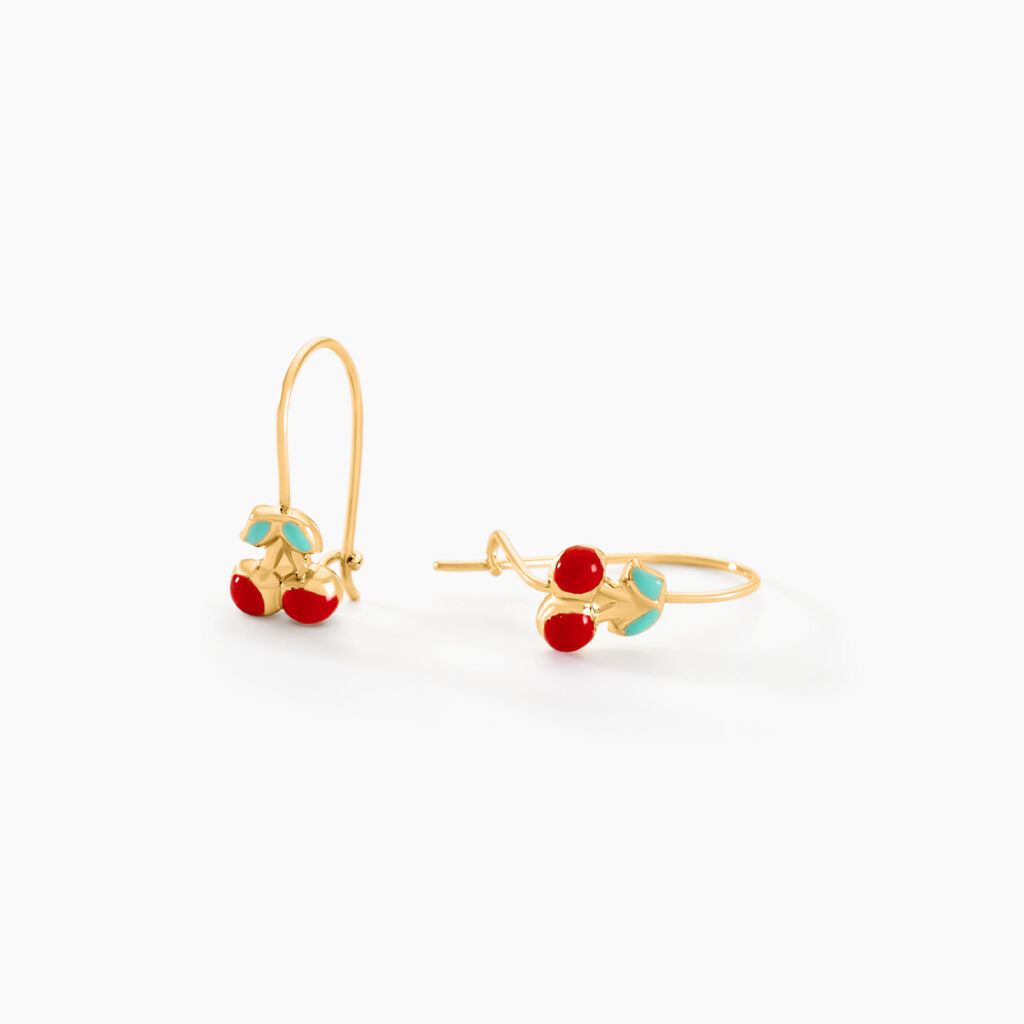 Boucles D'oreilles Pendantes Cherry Cerise Or Jaune - Boucles d'oreilles pendantes Enfant | Histoire d’Or