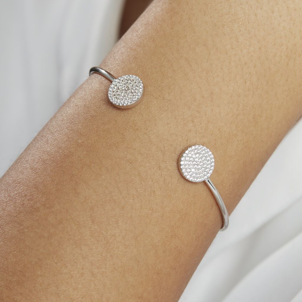 Bracelet Jonc Domitylle Argent Blanc Oxyde De Zirconium - Bracelets joncs Femme | Histoire d’Or