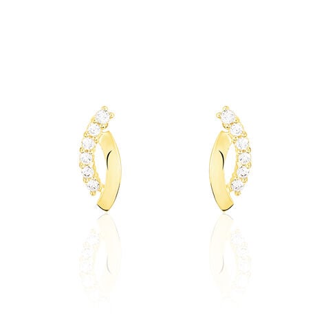 Boucles D'oreilles Puces Marlyatou Or Jaune Oxyde De Zirconium - Clous d'oreilles Femme | Histoire d’Or