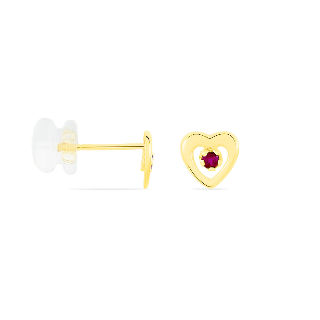 Boucles D'oreilles Puces Izild Or Jaune Rubis - Clous d'oreilles Femme | Histoire d’Or