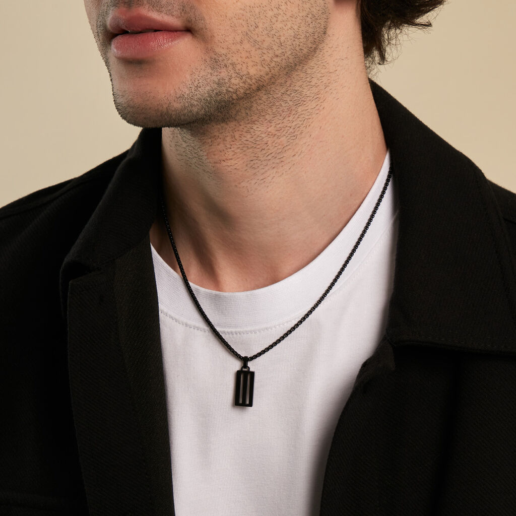Collier Line Acier Noir - Bijoux sans pierre Homme | Histoire d&rsquo;Or