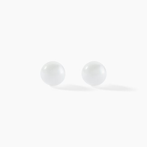 Boucles D'oreilles Puces Solene Argent Blanc C&eacute;ramique - Boucles d'oreilles fantaisie Femme | Histoire d&rsquo;Or