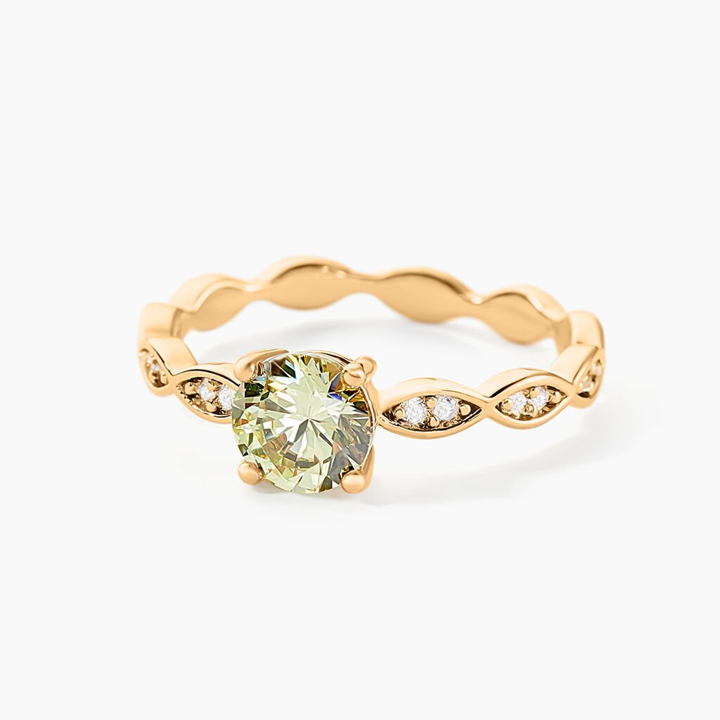 Bague Kurt Plaqu&eacute; Or Jaune Oxyde De Zirconium - Bagues solitaires Femme | Histoire d&rsquo;Or