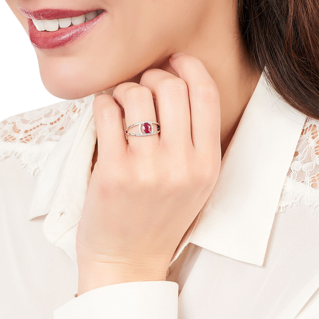 Bague Agathe Or Blanc Rubis Et Diamant - Bagues solitaires Femme | Histoire d’Or