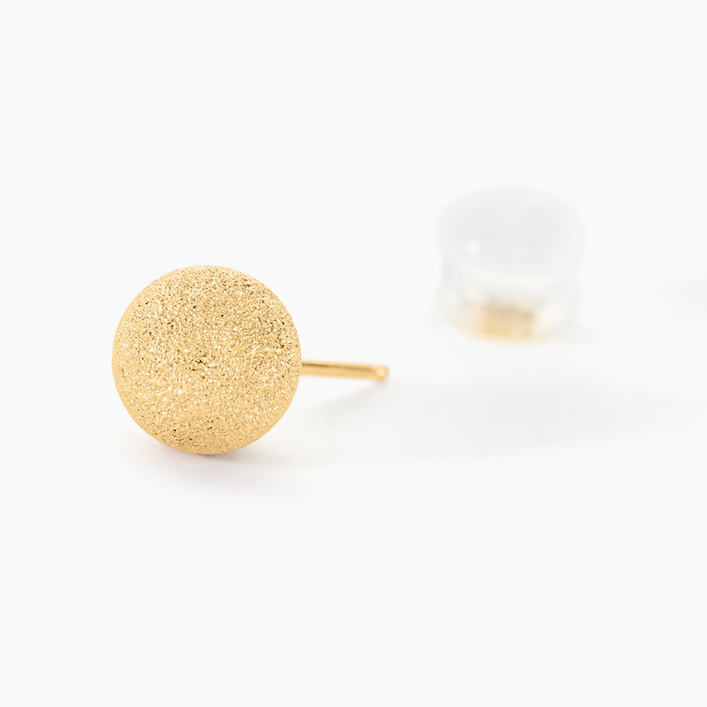 Boucles D'oreilles Puces Fidelia Boule Sablee Or Jaune - Clous d'oreilles Femme | Histoire d’Or