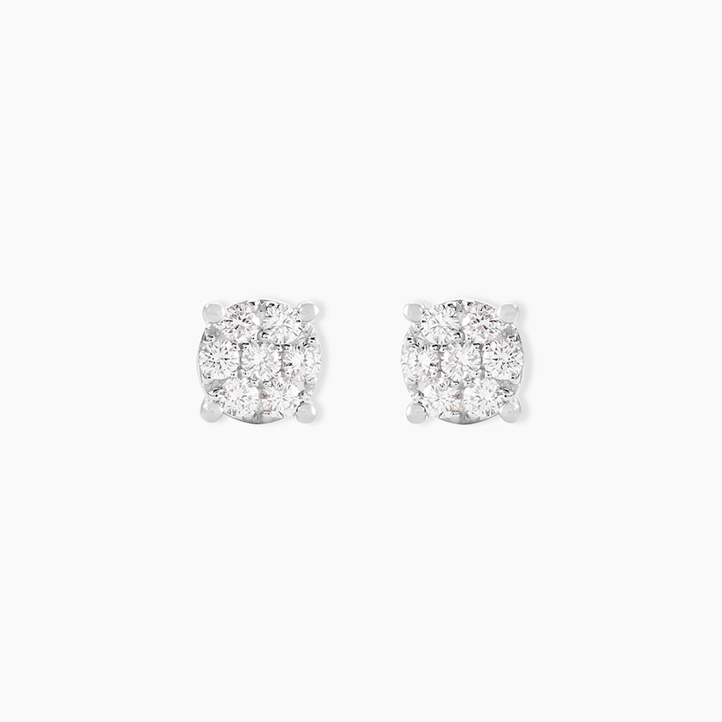Boucles D'oreilles Puces Charlene Or Blanc Diamant Synthetique - Clous d'oreilles Femme | Histoire d&rsquo;Or
