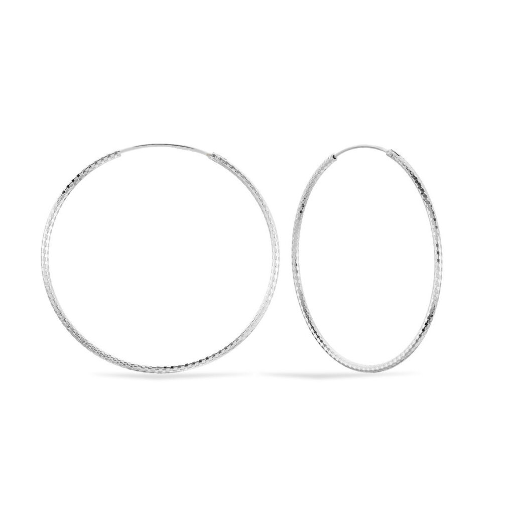 Créoles Argent Blanc Agathe - Boucles d'oreilles créoles Femme | Histoire d’Or