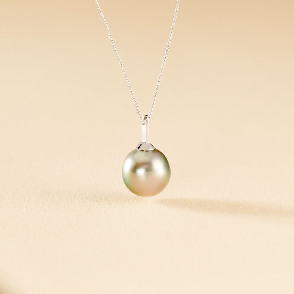 Collier Semi-baroque Or Blanc Perle De Culture De Tahiti - Colliers Femme | Histoire d’Or