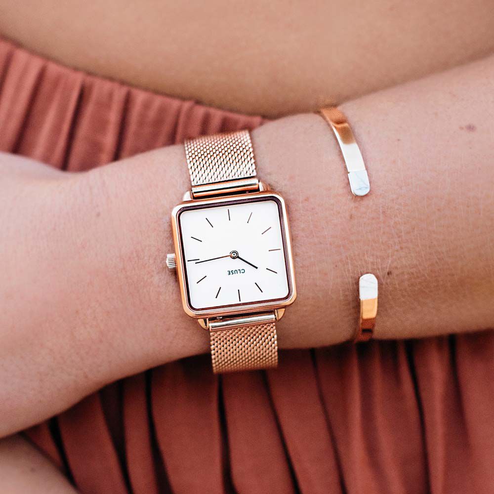 Montres tendances Laiton Clip Milanais Rose Carré - HNMFRQW0300 • Histoire  d'Or
