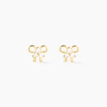 Boucles D'oreilles Puces Darina Noeud Or Jaune Oxyde De Zirconium - Clous d'oreilles Famille | Histoire d&rsquo;Or