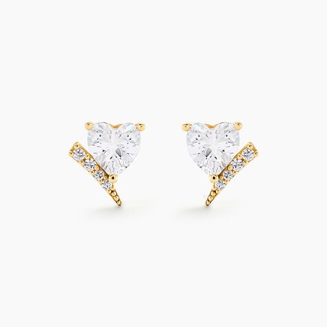 Boucles D'Oreilles Puces Rodolph Or Jaune Oxyde De Zirconium - Clous d'oreilles Femme | Histoire d&rsquo;Or