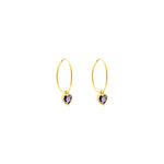 Cr&eacute;oles Marsie Coeur Or Jaune Amethyste - Boucles d'oreilles cr&eacute;oles Femme | Histoire d&rsquo;Or