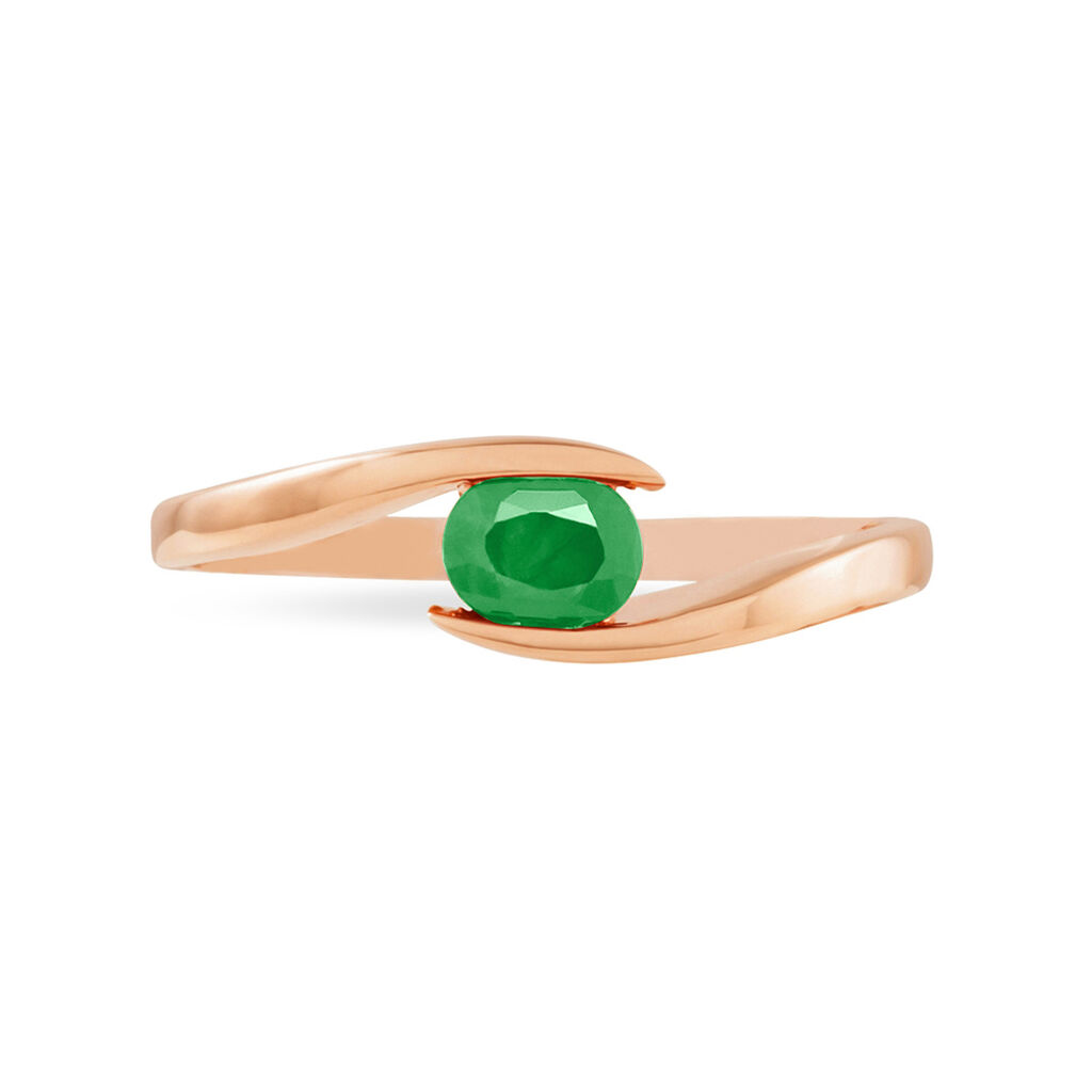 Bague Camilia Or Rose Emeraude - Bagues solitaires Femme | Histoire d’Or