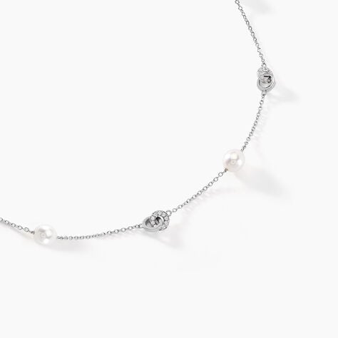Collier Gaetane Argent Blanc Perle De Culture Oxyde De Zirconium - Colliers fantaisie Femme | Histoire d&rsquo;Or