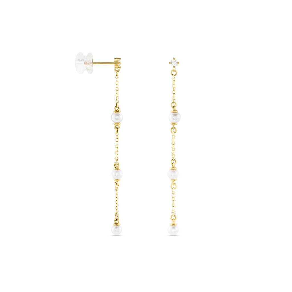 Boucles D'oreilles Pendantes Nanuk Or Jaune Oxyde Et Perle De Culture - Boucles d'oreilles pendantes Femme | Histoire d’Or