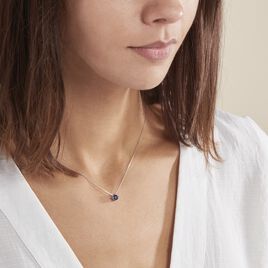 Collier Dwight Argent Blanc Oxyde De Zirconium Bleu - Colliers fantaisie Femme | Histoire d’Or