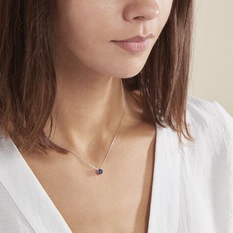 Collier Dwight Argent Blanc Oxyde De Zirconium Bleu - Colliers fantaisie Femme | Histoire d’Or