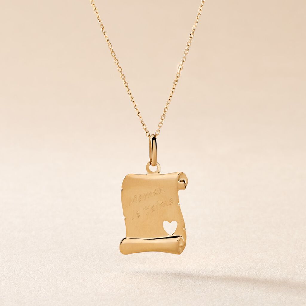 Pendentif Irenca Message Parchemin Or Jaune - Pendentifs Famille | Histoire d&rsquo;Or