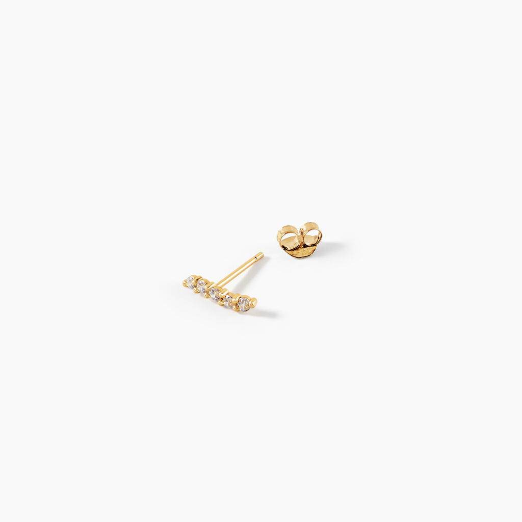 Boucles D'Oreilles Puces Dahina Argent Dor&eacute; A L'Or 750/1000 Oxyde De Zirconium - Boucles d'oreilles fantaisie Femme | Histoire d&rsquo;Or