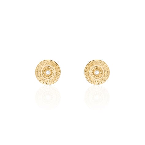 Boucles D'oreilles Puces Carmina Plaqué Or Jaune Oxyde De Zirconium - Boucles d'oreilles fantaisie Femme | Histoire d’Or