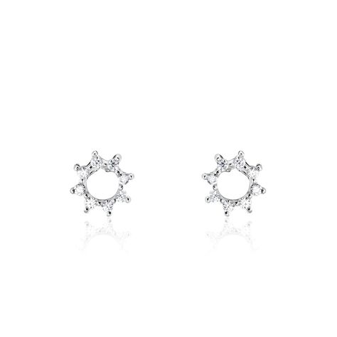 Boucles D'oreilles Puces Ama Argent Blanc Oxyde De Zirconium - Boucles d'oreilles fantaisie Femme | Histoire d’Or
