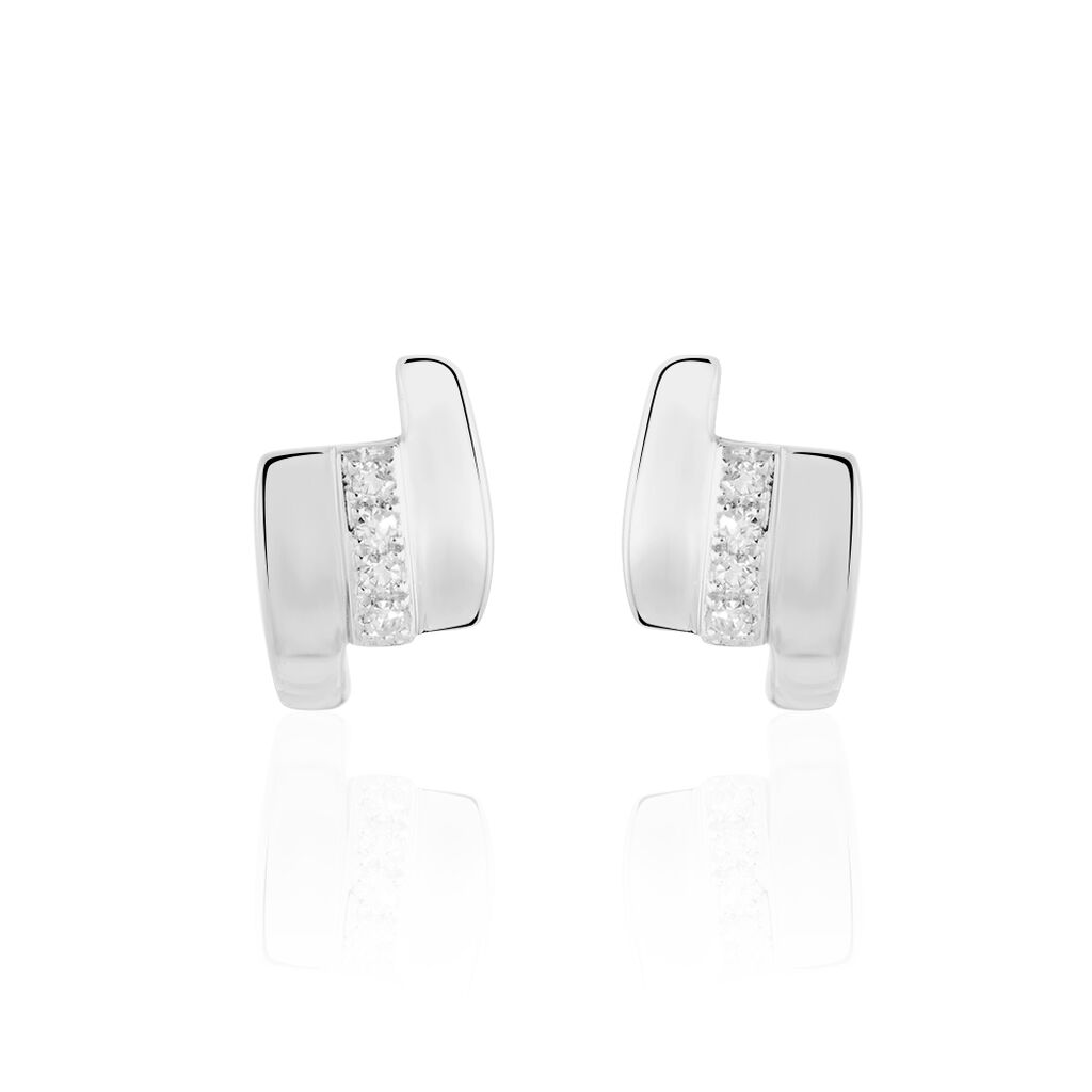 Boucles D'oreilles Puces Dolene Or Blanc Diamant - Clous d'oreilles Femme | Histoire d’Or