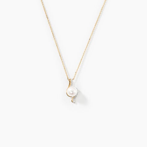 Collier Grazilla Or Bicolore Perle De Culture Et Diamant - Colliers Femme | Histoire d&rsquo;Or