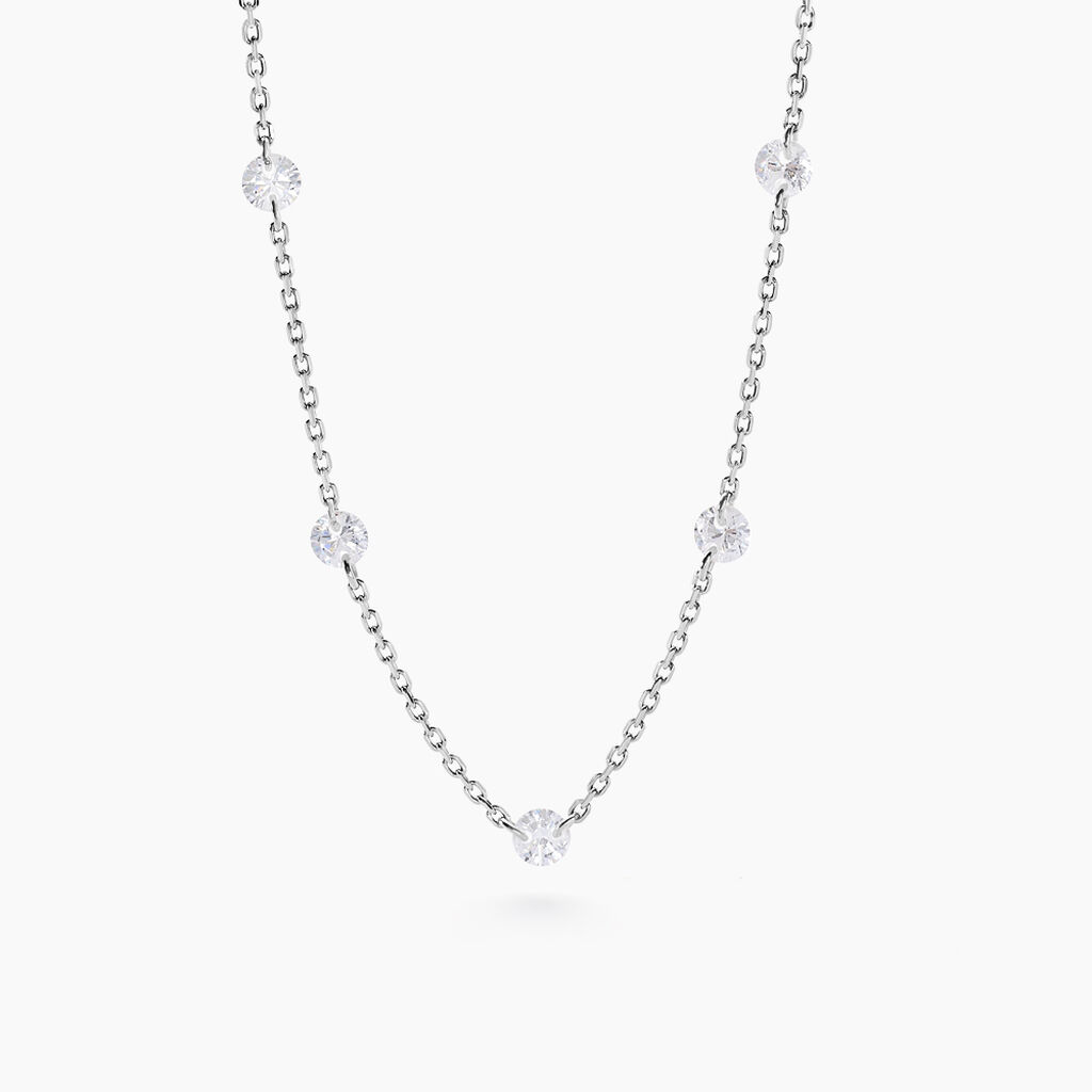 Collier Noha Argent Blanc Oxyde De Zirconium - Colliers fantaisie Femme | Histoire d&rsquo;Or