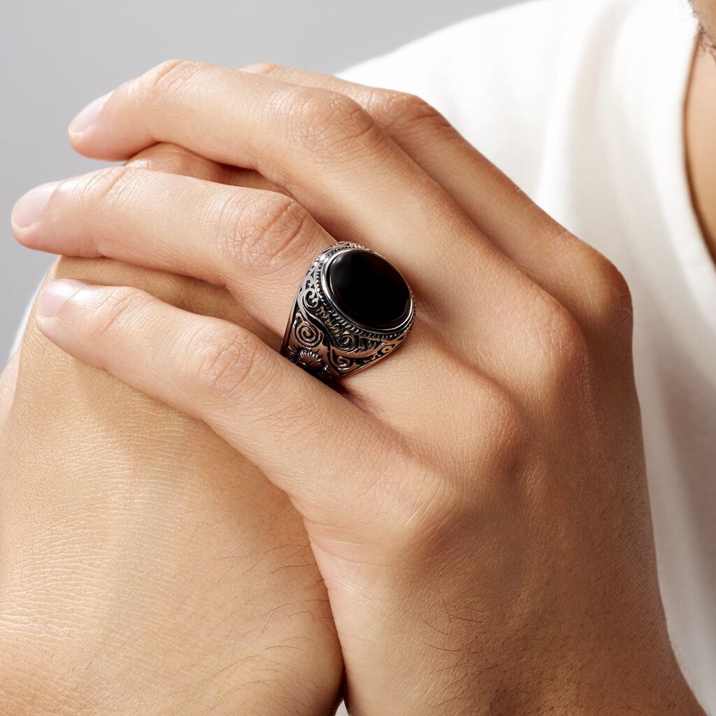 Chevaliere Zayn Acier Inoxydable Blanc Verre - Bagues solitaires Homme | Histoire d’Or