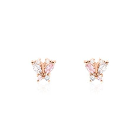 Boucles D'oreilles Puces Argent Rose Callisto Oxyde De Zirconium - Boucles d'oreilles fantaisie Femme | Histoire d’Or