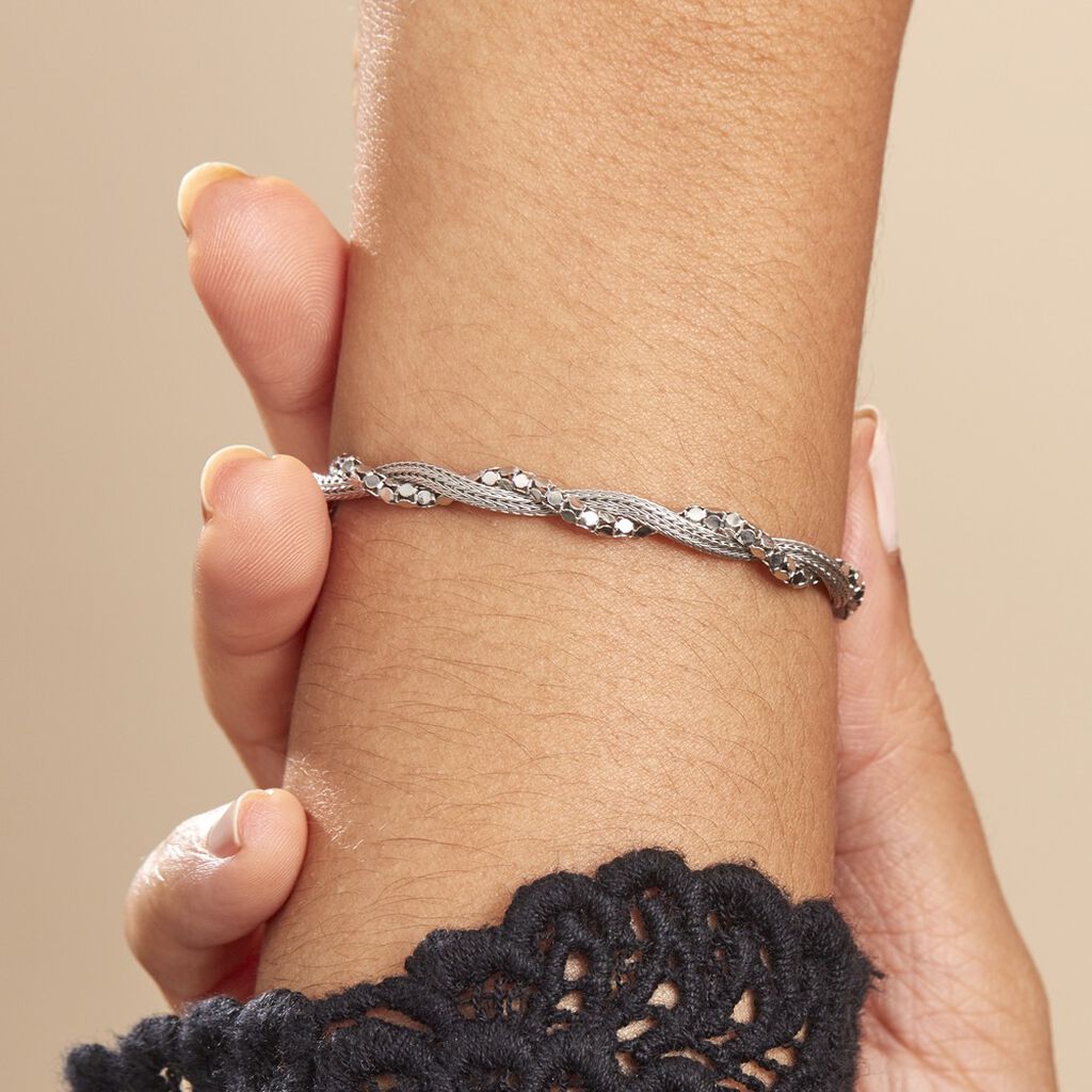 Bracelet Ciana Torsade Diamante Argent Blanc - Bracelets Femme | Histoire d’Or