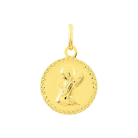 Pendentif Ange Rond Cisele Or Jaune - Pendentifs Baptême Famille | Histoire d’Or