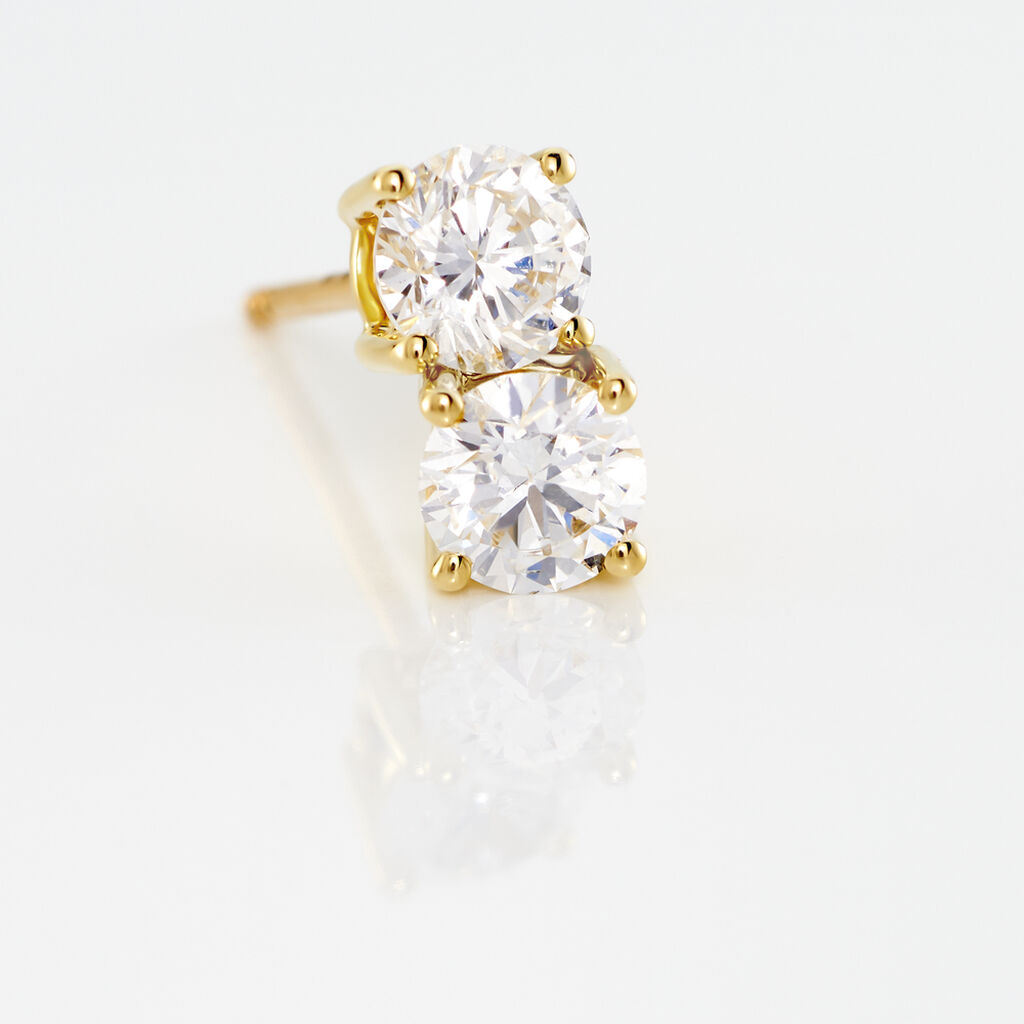 Boucles D'oreilles Puces 4 Griffes Or Jaune Diamant Synthetique - Clous d'oreilles Femme | Histoire d&rsquo;Or