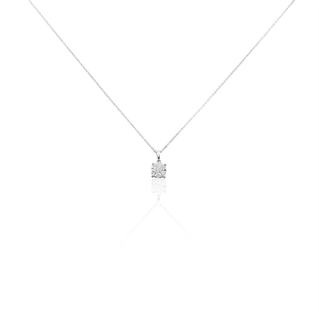 Collier Charlene Or Blanc Diamant Synthetique - Colliers Femme | Histoire d&rsquo;Or