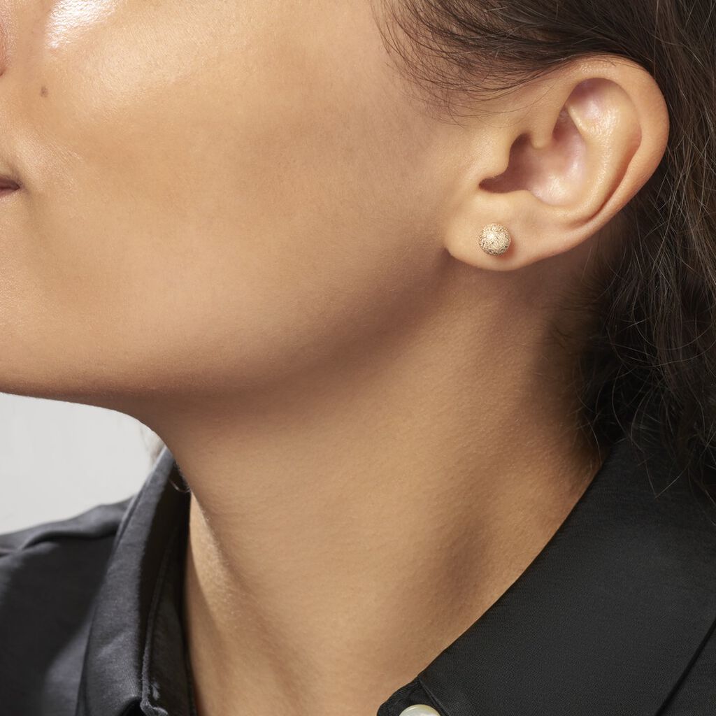 Boucles D'oreilles Puces Fidelia Boule Sablee Or Jaune - Clous d'oreilles Femme | Histoire d’Or