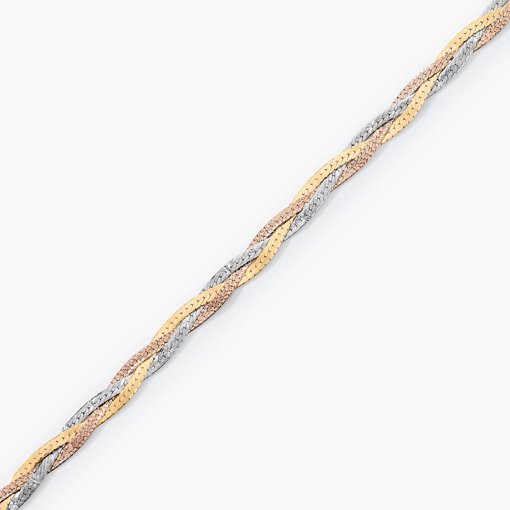 Bracelet Jasmin Tresse 3 Fils Or Tricolore - Bracelets Femme | Histoire d’Or