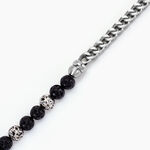 Bracelet Kiyo Acier Blanc Pierre De Lave - Bracelets Homme | Histoire d&rsquo;Or