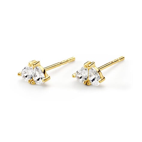 Boucles D'oreilles Puces Amandia Or Jaune Oxyde De Zirconium - Clous d'oreilles Femme | Histoire d&rsquo;Or